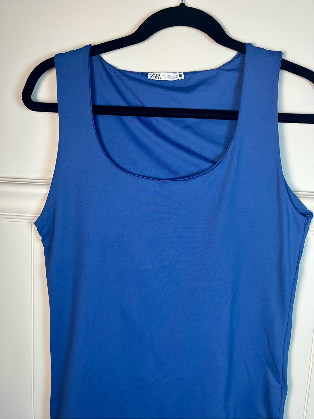 ZARA Royal Blue Scoop Neck Tank Top stretch material size L